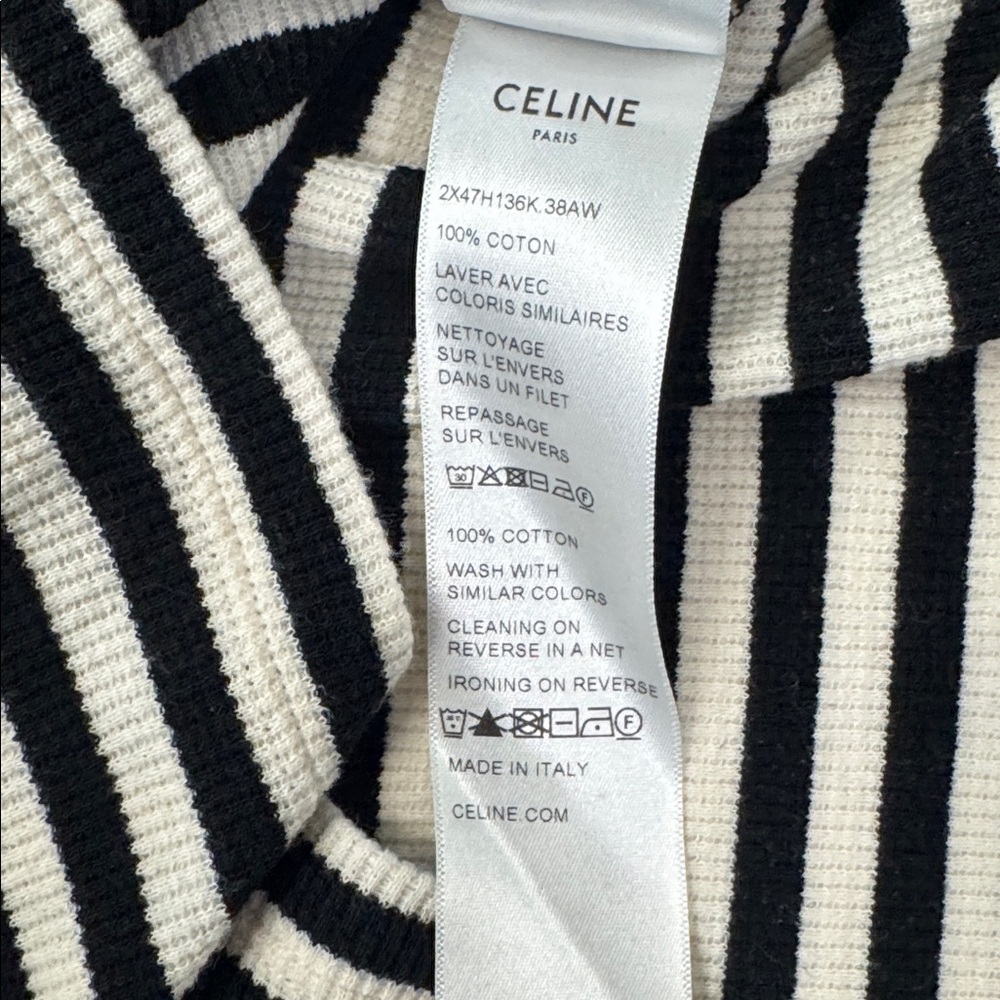 Celine Mariniere White Black Striped Ribbed Cotton Jersey Knit Tank Top size S - Picture 9 of 14